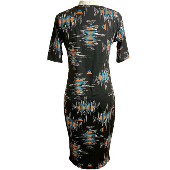 LuLaRoe Julia Pencil Dress Womens SZ S Tribal Aztec Print Stretch Bodycon Midi - Picture 2 of 5